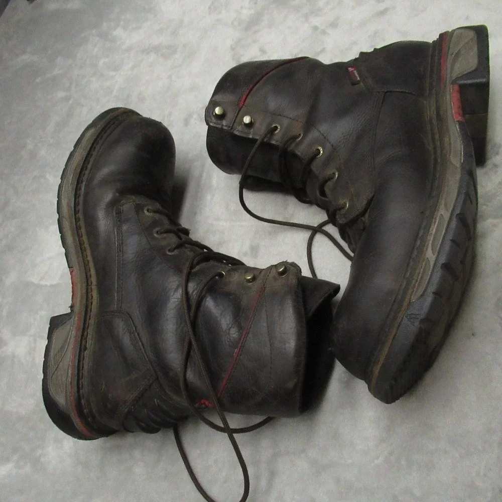 Rocky Mens 11.5M Work Boots Brown Leather Composite Toe Western Lacer Waterproof